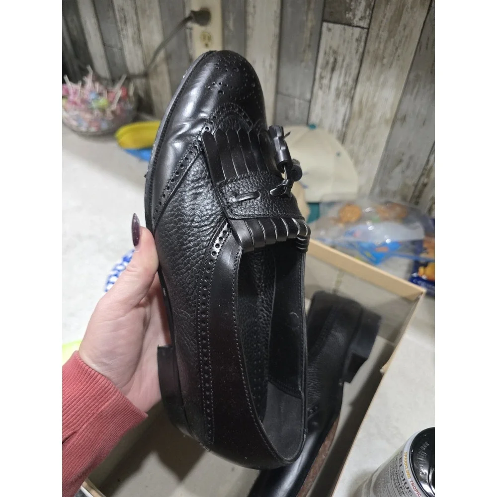 Dexter Comfort Classics Men 9.5M Black Leather Kiltie Tassel Wingtip Loafers USA
